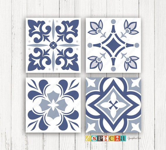 Blue & White Isla Tiles Adhesive Wall Art, Hobby Lobby