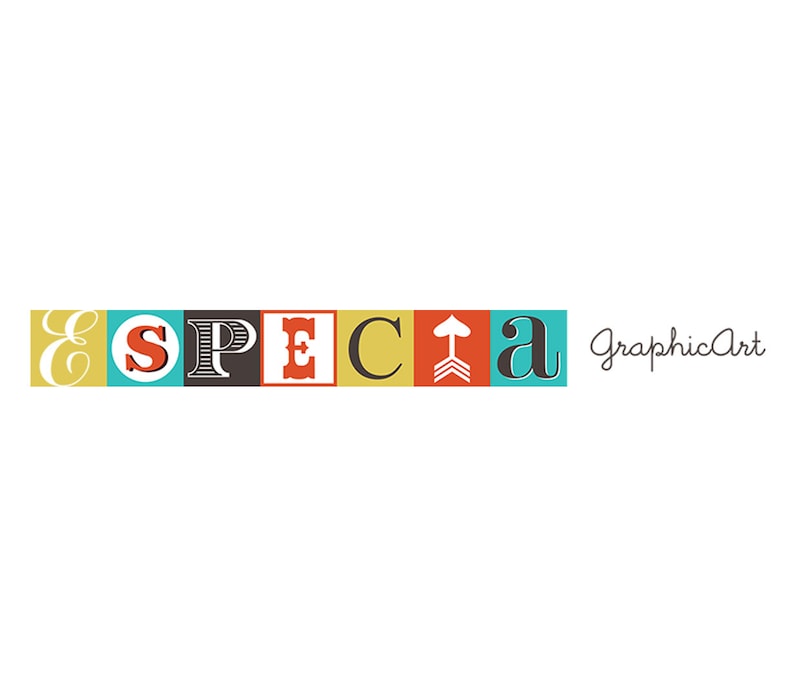 以下が含まれることがあります： 「ESPECIA」という単語がブロック体で書かれたカラフルなロゴで、グラフィック矢印と「Graphic Art」というテキストが筆記体で書かれています。