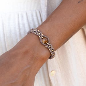 Citrine macrame bracelet, November birthstone bracelet, Boho adjustable bracelet, Bohemian festival jewelry, Charm jewelry, Unique gift her