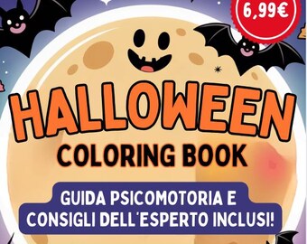 Livro de colorir de Halloween com 100 páginas (3 a 6 anos) l Folhas para colorir com guia psicomotor e dicas e páginas para salvar cores