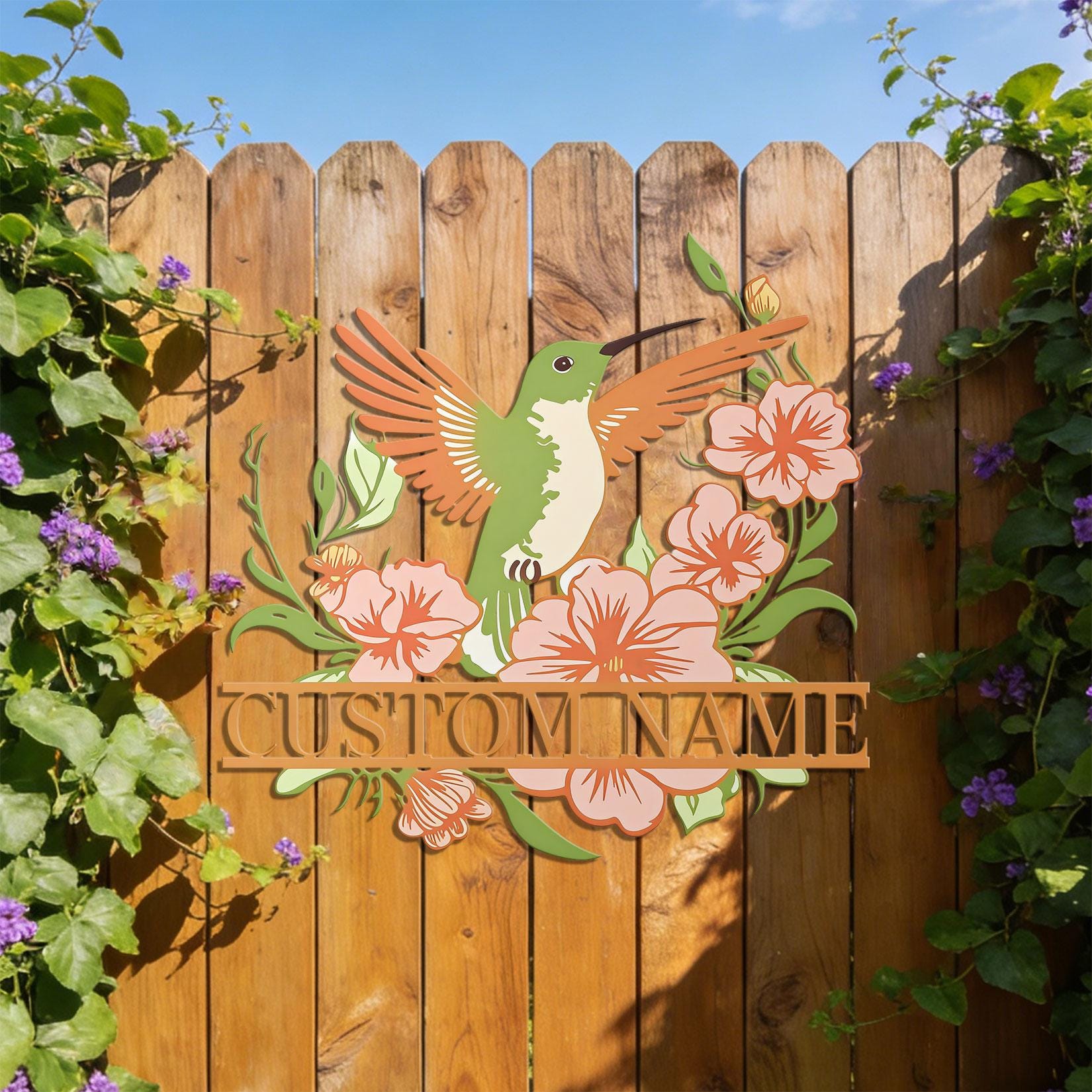 Personalized Hummingbird Metal Sign | Tropical Floral Garden Art ...