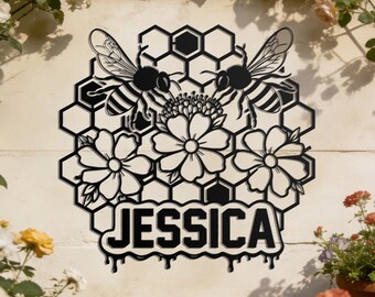 Personalisierte Honey Bee Decor |Custom Honey Bee Metallschild | Bienen Themen Geschenke für Frauen - Rustikale Honig Bienen Geschenke