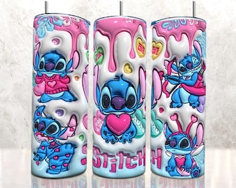 Envoltorio para vaso térmico de San Valentín con diseño de costura 3D, vaso delgado de 20 oz (descarga PNG)