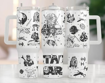 Star Wars-beker van 40 oz, beker van 40 oz, bekeromslag cartoon, bekeromslag, retro cartoon beker, png Instant Download