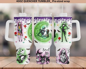 Jack Skellington 40oz Tumbler Wrap, Halloween Nightmare PNG (Digital Download)