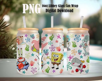 80_s Baby PNG, 16oz Glass Can Wrap, 16oz Libbey Can Glass, Under the Sea Cartoon Tumbler Wrap, Full Glass Can Wrap, Cartoon Tumbler PNG