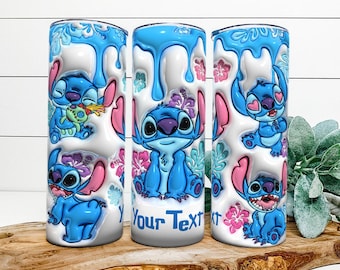 Personalized Stitch Tumbler PNG: 3D Puffy Design (Digital Download)