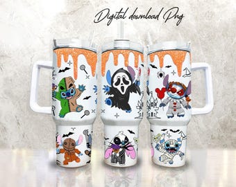 Spooky Stitch Cartoon 40oz Tumbler Wrap, Halloween Sublimation (Digital Download)