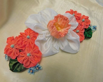 Spring Flowers Ribbonwork Applique With Daffodil