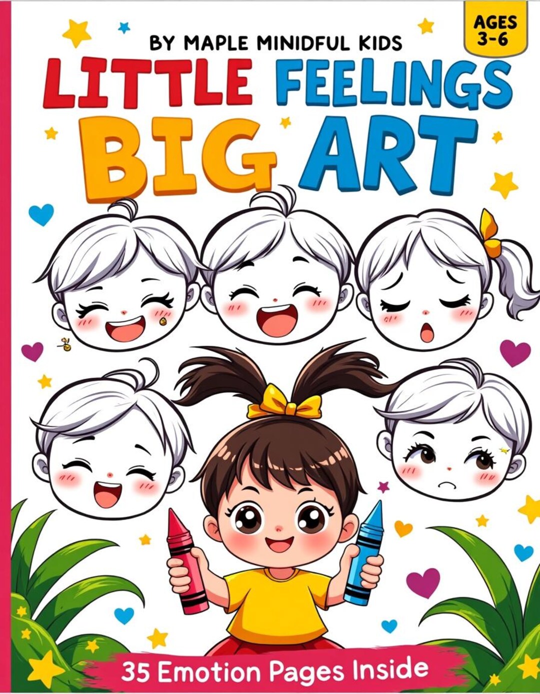 Toddler Colouring Book PDF Ages 3-6 | Simple Emotions Learning - Etsy