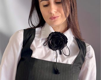 Black Rose Flower Choker-ketting, gotische Victoriaanse lintchoker, romantische statement bloemenketting, Coquette Floral Choker
