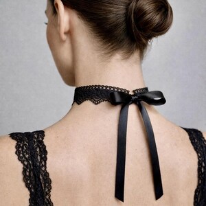 Collana Girocollo Gotica In Pizzo Con Fiore Nero - Gioiello Regolabile Donna, Accessorio Moda Vintage