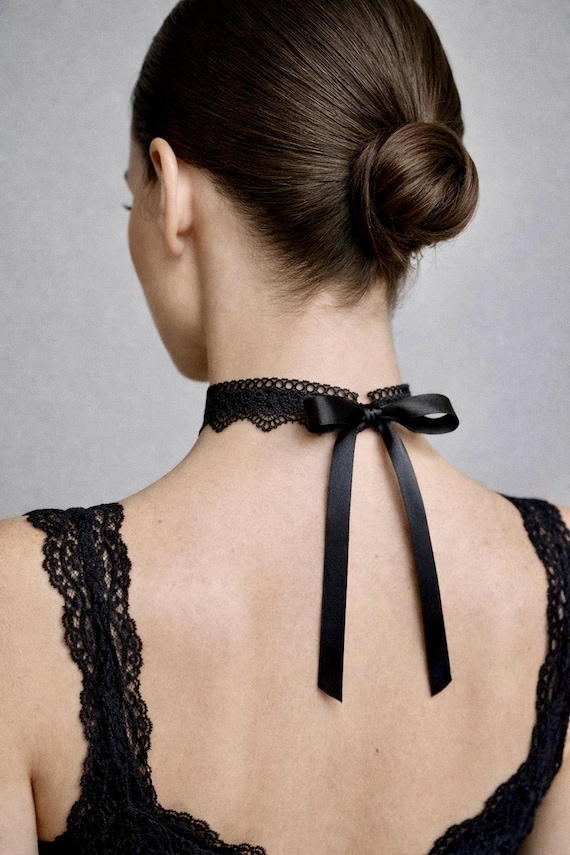 Black Lace Choker Necklace, Gothic Lace Choker, Romantic Victorian Neck Jewelry, Statement Choker for Women