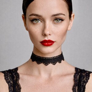 Zwarte kanten chokerketting, gotische kanten choker, romantische Victoriaanse neksieraden, statement choker voor dames afbeelding 6