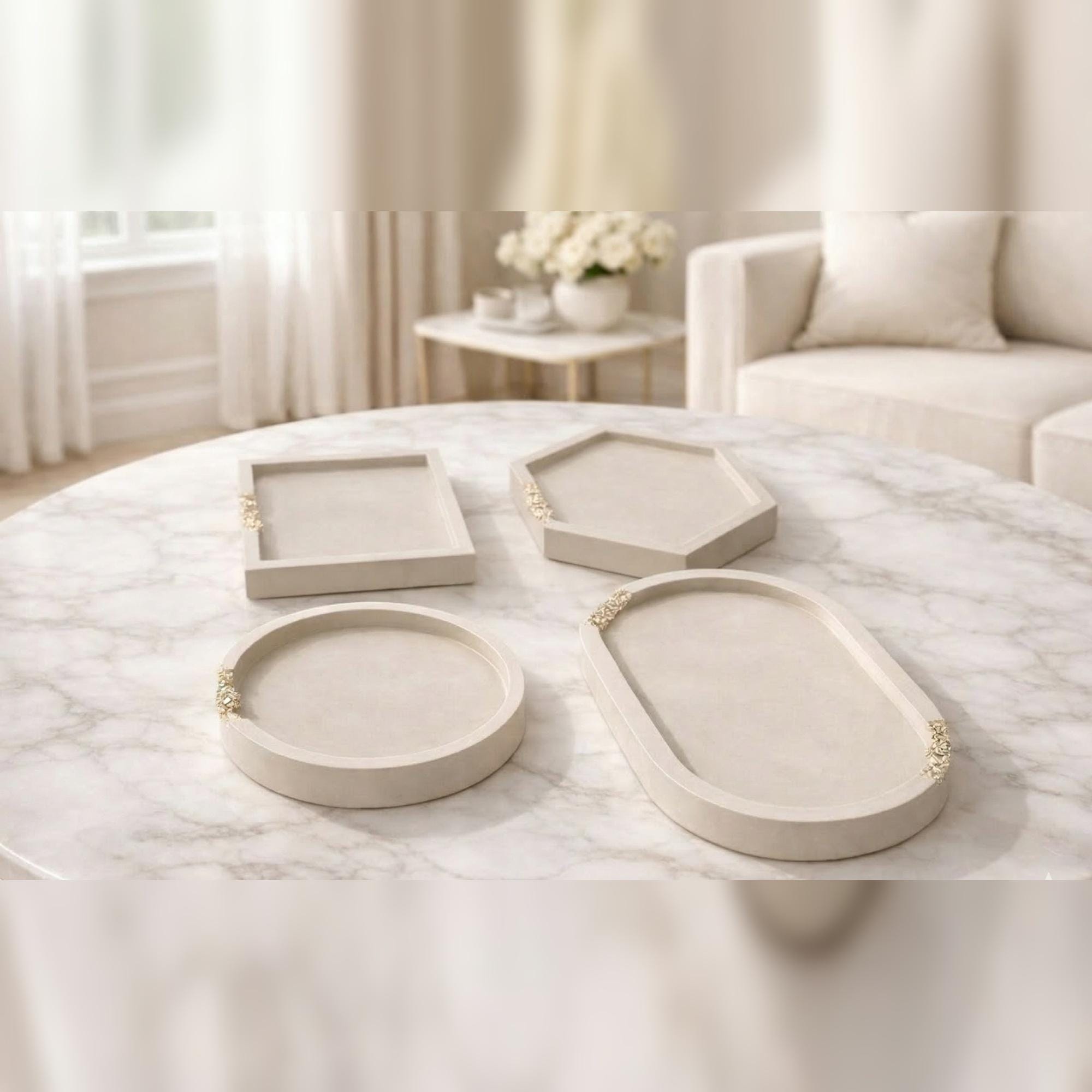 Plateau Rond Décoratif Pour Salle De Bain Ou Commode - Plateau De Parfum En Bois Noir Avec Socle