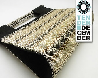 Einzigartige Abendtasche, OOAK Perlen beige und schwarz Handtasche, Designer Cocktail Tasche, Couture Tasche, Mode Handtasche, original Abend Clutch,