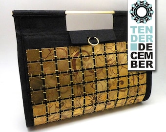 Ooak Abendtasche, schwarz gold Handtasche, Handtasche aus Metall und Filz, VIP Tasche, exklusive Tasche, einzigartiges Kunstwerk, Original Design, Haute couture, Couture,