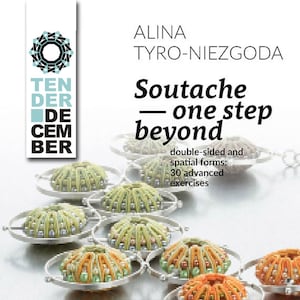 May include: A book cover with the title "Soutache - one step beyond" by Alina Tyro-Niezгода. The cover features a colorful beaded design and the text "double-sided and spatial forms: 30 advanced exercises".
