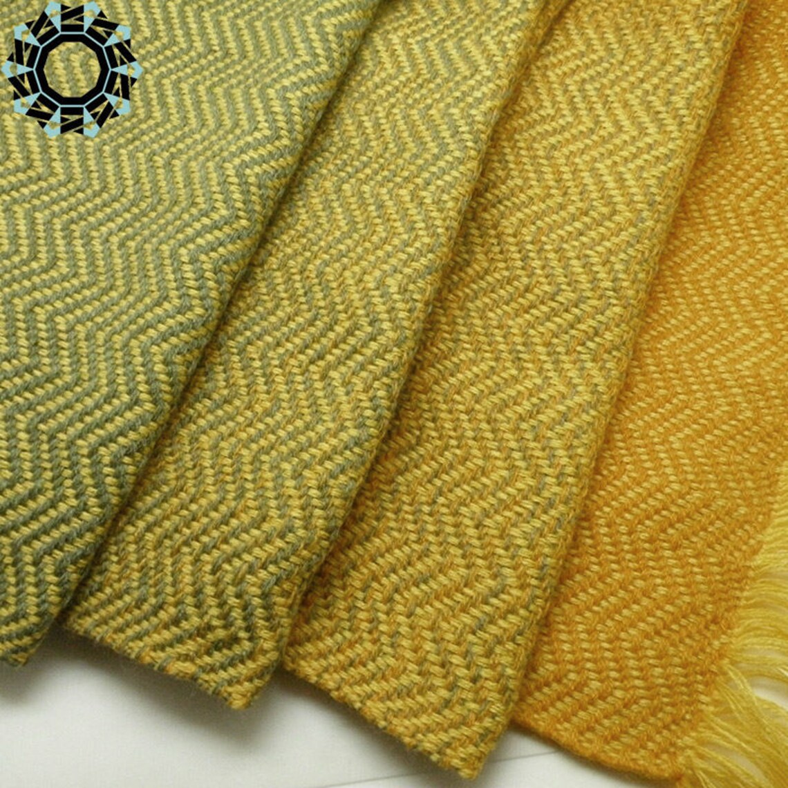 OOAK Yellow and Green Acrylic Blanket Shawl Handmade Weaving Etsy
