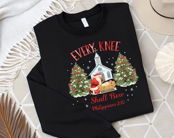 Nativity Scene PNG, Every Knee Shall Bow, Vintage Christmas (Digital Download)