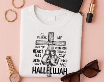 Christian Boxing Cross PNG, Hallelujah Design (Digital Download)