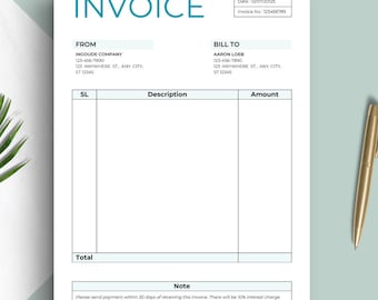 Invoice Template Editable, Small Business Custom Order Form Printable, Invoice Form, Professional Business Form