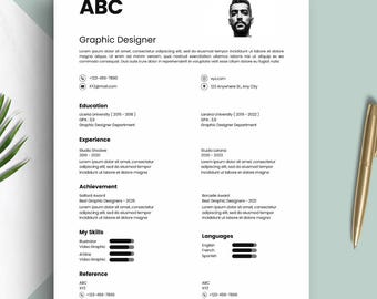 Minimalist Resume Template with photo, Cv Template,Resume Template Canva with Cover Letter,Professional Cv with photo
