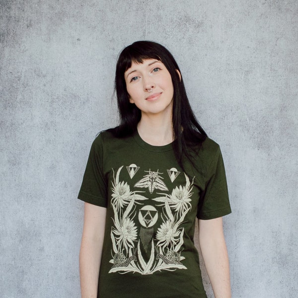 Time and All Her Wisdom Deep Olive Screen Printed Unisex Tee