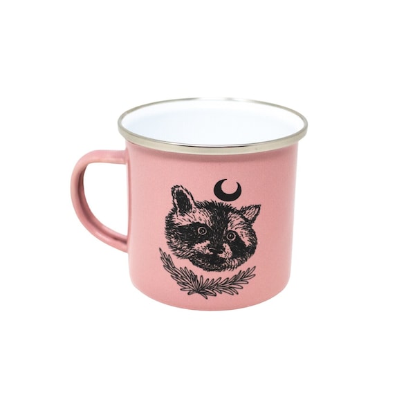 Waschbär Pinke Emaille Camp Tasse