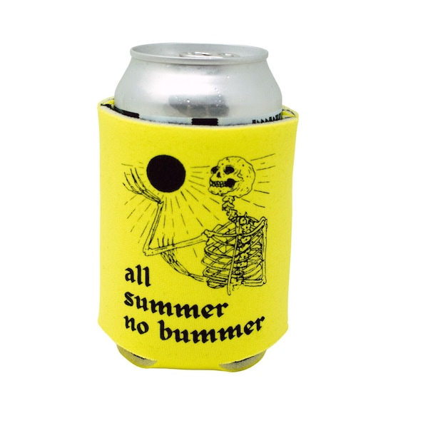 All Summer No Bummer Skeleton Yellow Can Holder