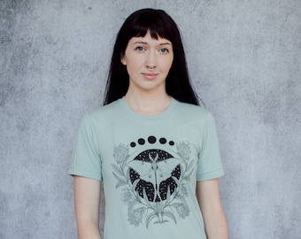 Luna Moth and Protea Flower Seafoam Unisex T-Shirt