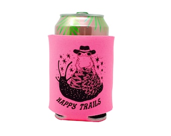 Happy Trails Cowboy Frog Pink Can Holder