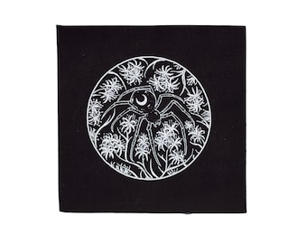 Crescent Moon Black Widow Spider Spiderflower Sew On Punk Patch