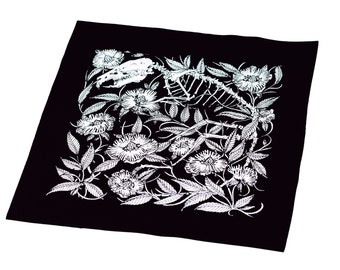 Rat Skeleton and Florals Sew On Punk Back Patch in Black