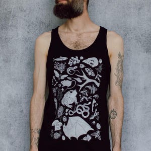 Nature Doodle Hand Screen Printed and Illustrated Unisex Tank