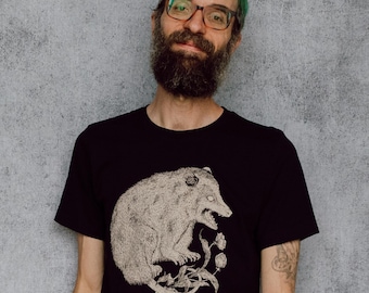 The Possum Unisex Black Hand Printed T-Shirt