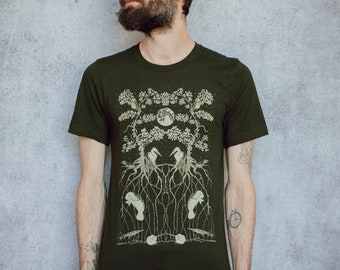 Mangrove Ecosystem Deep Olive Screen Printed Unisex Tee