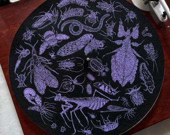 The Creepy Crawlies Screen Printed Black Record Slipmat