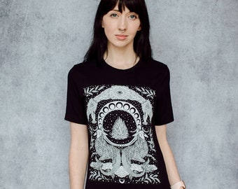 Sea Goats Moon in Capricorn Unisex Black T-Shirt