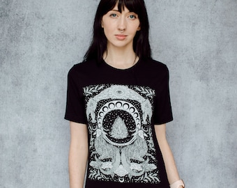 Sea Goats Moon in Capricorn Unisex Black T-Shirt