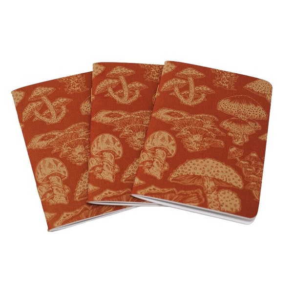 Mushroom Pattern Natural Kraft Pocket Blank Notebooks