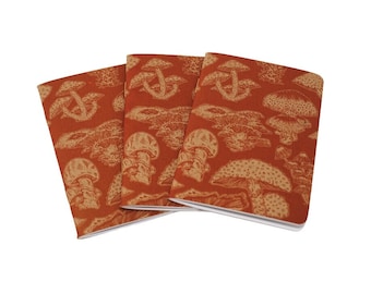 Mushroom Pattern Natural Kraft Pocket Blank Notebooks