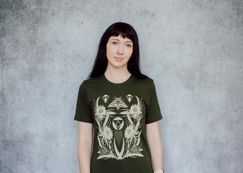 Time and All Her Wisdom Deep Olive Screen Printed Unisex Tee image 9