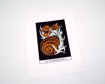 Temperance Black and Copper Tarot Screen Print
