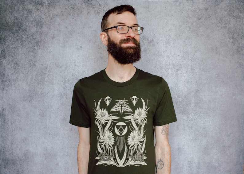 Time and All Her Wisdom Deep Olive Screen Printed Unisex Tee image 5