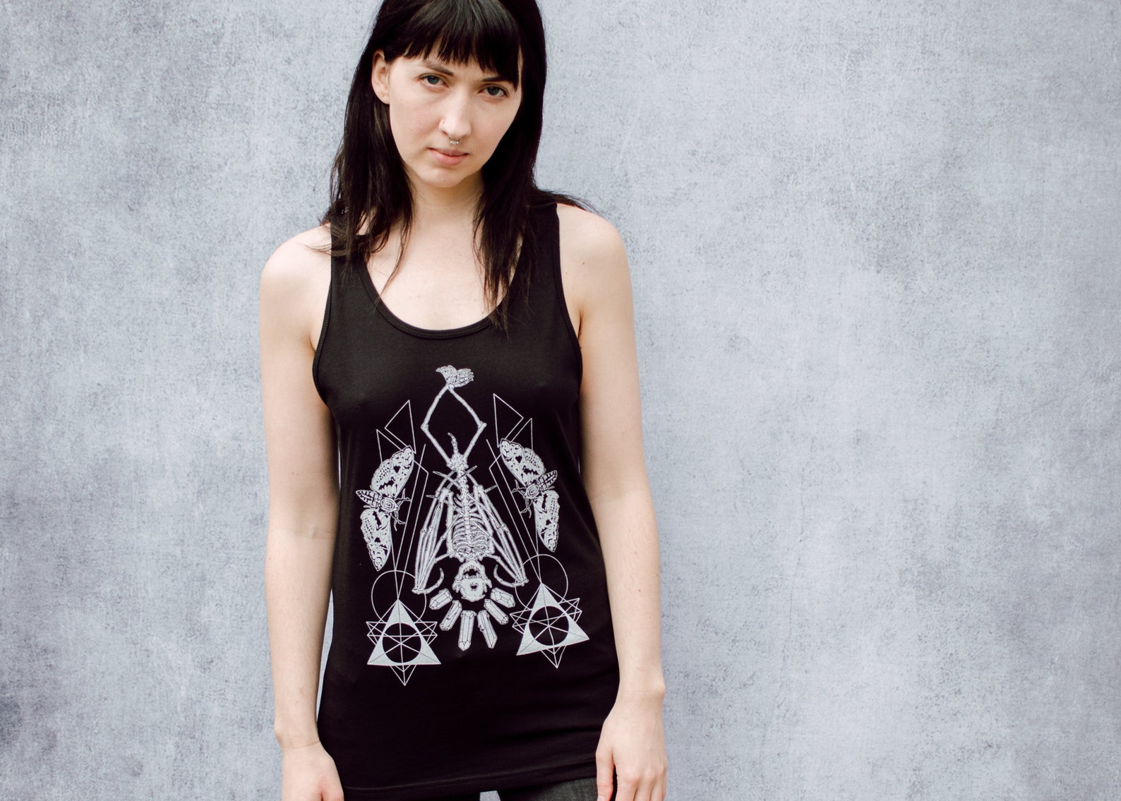 Hanging Bat Skeleton Unisex Tank Etsy