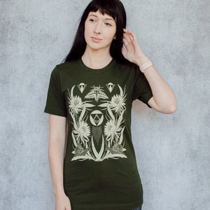 Time and All Her Wisdom Deep Olive Screen Printed Unisex Tee image 3