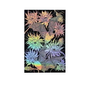 Bats and Night Blooming Cactus Holographic Foil Sticker image 5