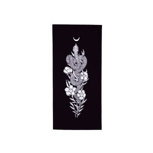 Snake and Crescent Moon Black Sew On Punk Patch
