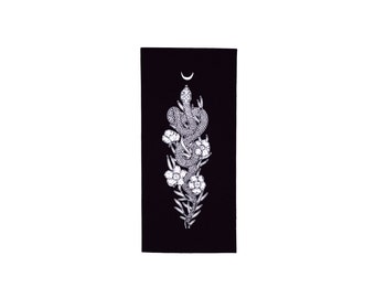 Snake and Crescent Moon Black Sew On Punk Patch